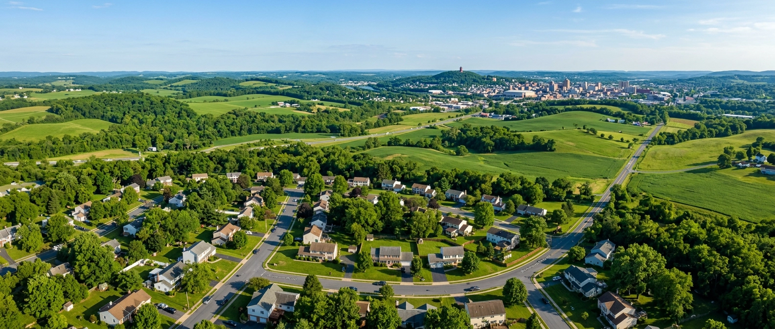 the picturesque rolling green hills of Berks County Southeastern Pennsylvania