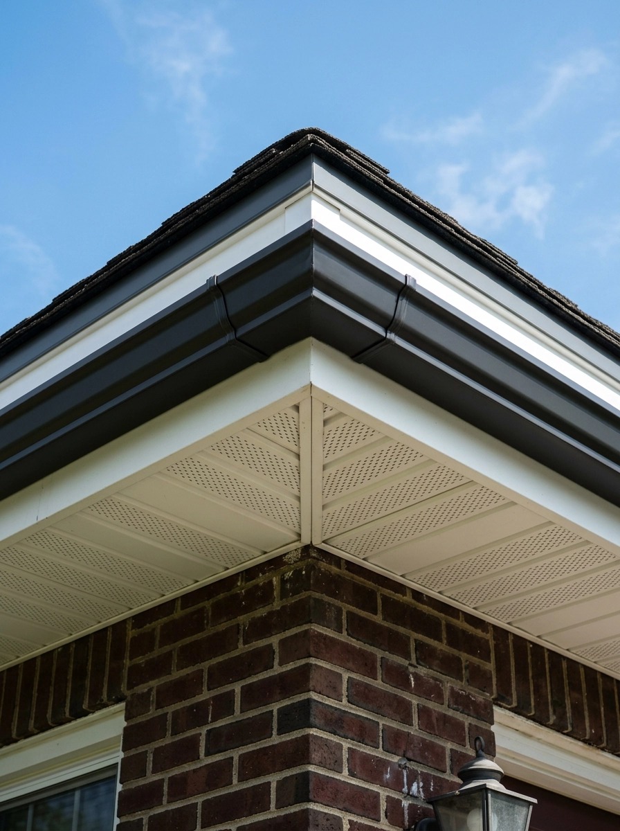 the roof edge and corner of a traditional Pennsylvania home